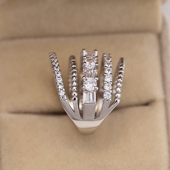 NEW 925 Sterling Silver Multi Band Diamond Ring - Picture 4 of 5